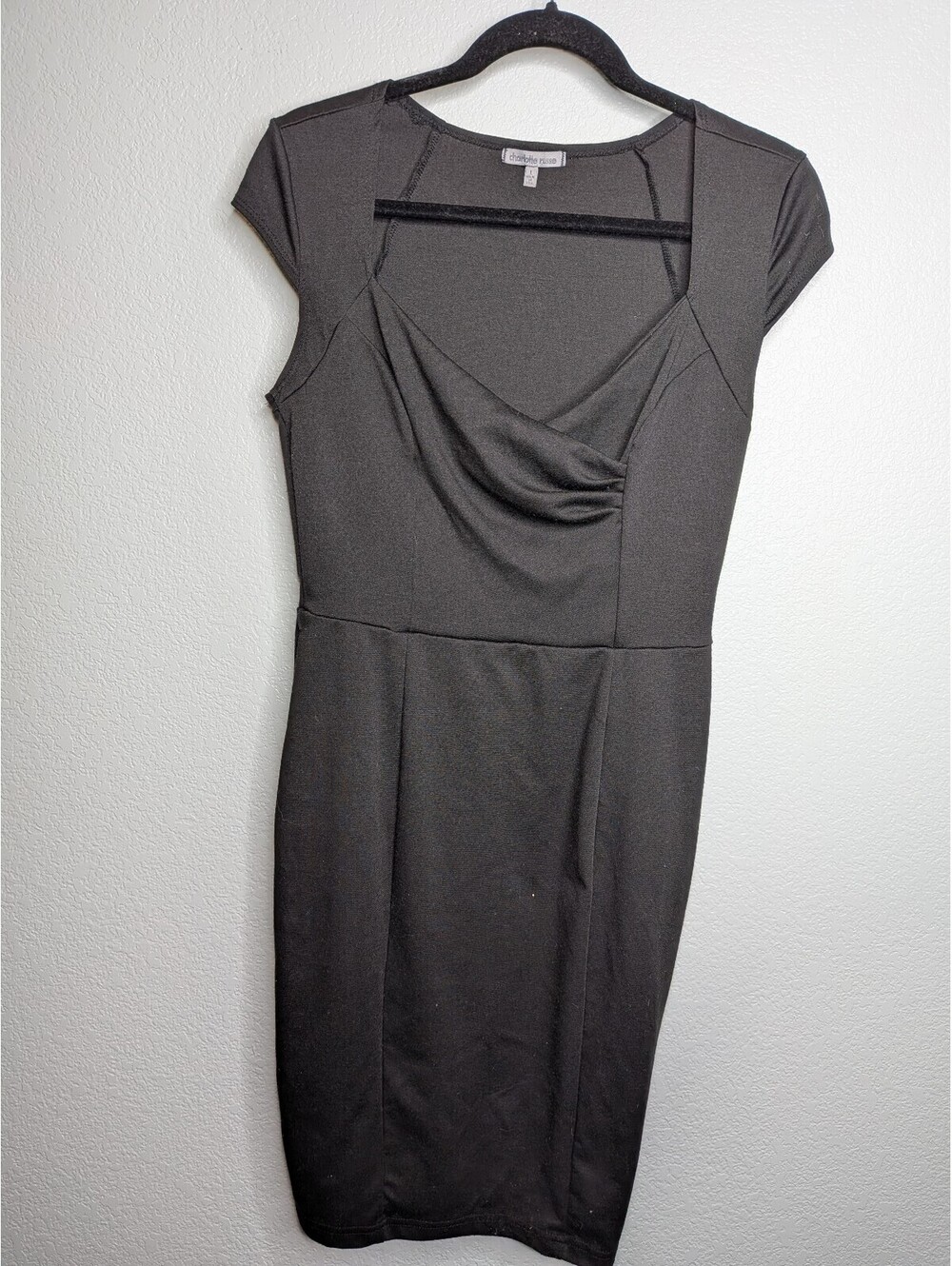 Charlotte Russe Black Cowl Neck Bodycon Sheath Dress Size L